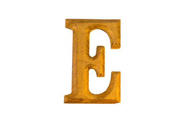 E Alphabet made from golden teak