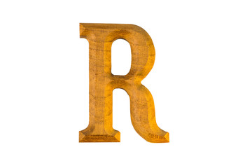 R Alphabet made from golden teak