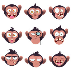 Set of smiles monkeys