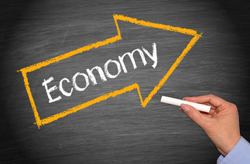 Economy growth arrow with text