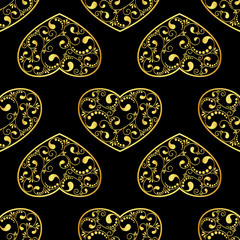 gold hearts seamless