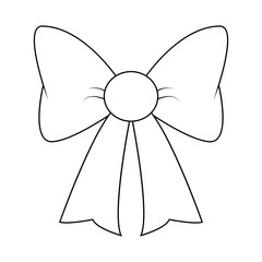 ribbon bow silhouette for christmas present symbol design. Vector illustration isolated on white background.