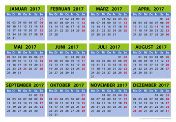 Kalender 2017, Vorlage Kalender 2017, Vorlage