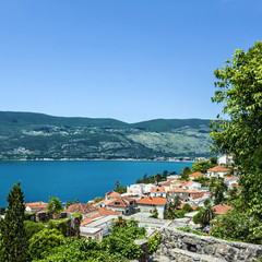 Naklejka na ściany i meble Kotor bay, Montenegro. Panoramic view on town