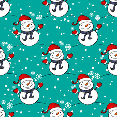 snowman seamless pattern