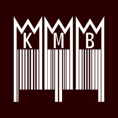 Traditional Three Kings Carol inscription on the door of the house or rectory, KMB, in the form of a barcode. White pattern on a dark red background. Vector illustration.