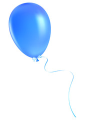 Blue balloon on a white background. Photorealistic vector illustration
