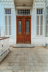 Door step or front yard of old house in Princess Island in Istanbul city 