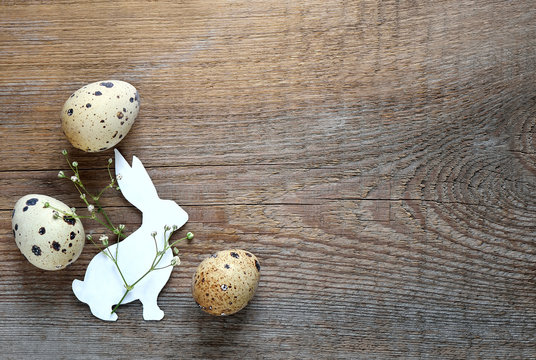 Easter bunny with quail eggs