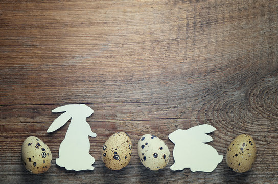 Easter rabbits with quail eggs