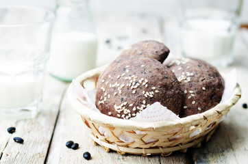 black beans buns with sesame seeds