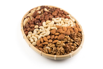 Mix nuts in wicker basket