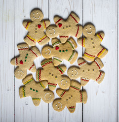 Gingerbread cookie men, on the white background