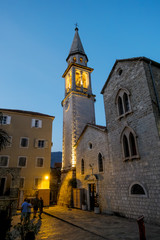 Old town of Budva in Montenegro at sunset