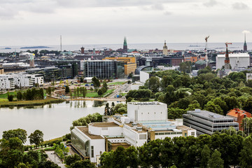View of Helsinki from the tower of the Olympic stadium.Finland.