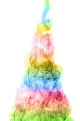 Christmas tree of rainbow smoke