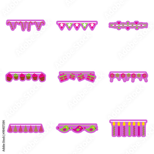 "Concept flat icons on white background celebration" Stock image and