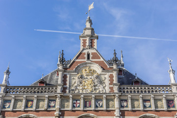 Historic building of Amsterdam central railway station (1889).