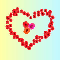 a heart of pansies