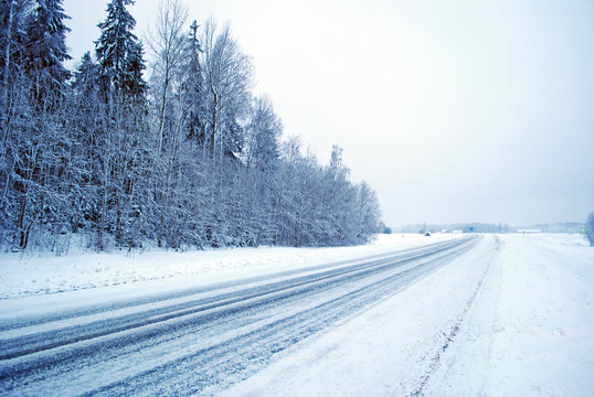 snowy winter road background