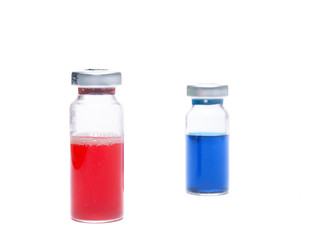 Injection ampule and disposable syringe show medicine concept