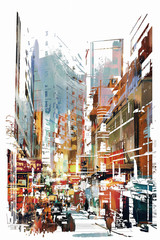 Naklejka premium abstract art of cityscape,illustration