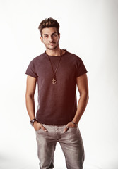 Fit handsome young man standing confident in casual clothes