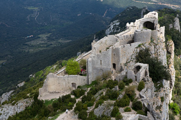 Fototapeta na wymiar Peyrepertuse castle in French Pyrenees