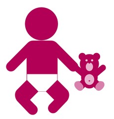 Bébé rose avec un ours en peluche 