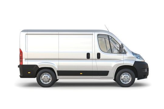 Isolated white van with white background