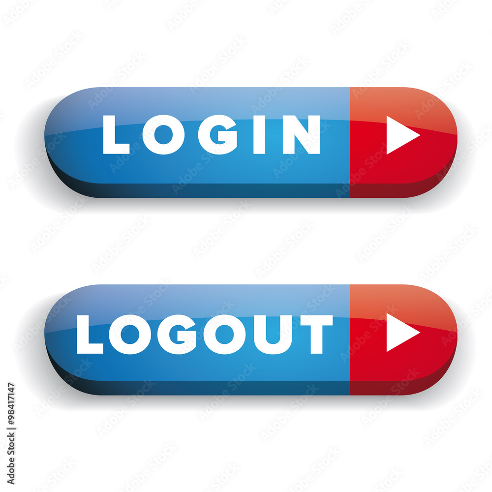 Poster login logout button vector set