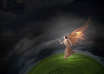 Angel girl in dress