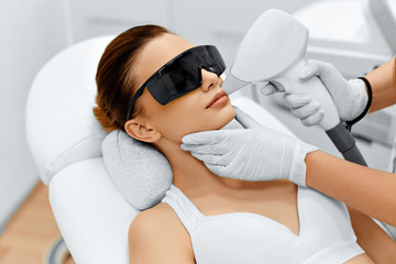 Face Care. Facial Laser Hair Removal. Epilation. Smooth Skin. - obrazy, fototapety, plakaty