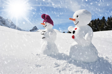 Pair of funny snowmen