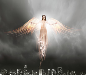 Angel girl flying high