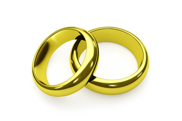 Couple of gold rings isolated on white