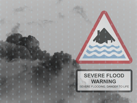 Severe flood warning sign 