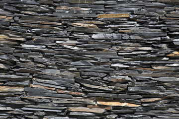 black stone wall ,pebbles , gravel backgound wall