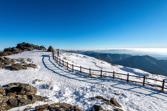 Peak of Deogyusan mountains in winter,South Korea.