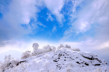 Deogyusan mountains is covered by snow in winter,South Korea.