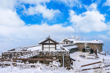 Fototapeta na wymiar Deogyusan mountains is covered by snow in winter,South Korea.