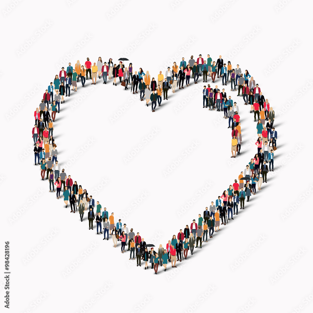 Canvas Prints group people form heart love