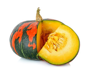 Striped pumpkin isolated on the white background