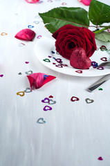 Romantic table setting  with rose