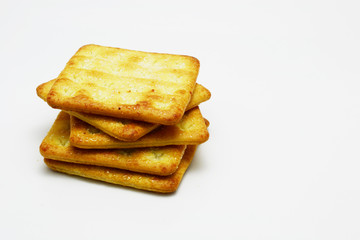 cracker and cookie on white background