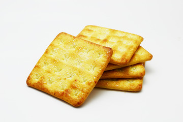 cracker and cookie on white background