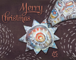 Christmas Bethlehem Star on brown night background. Christmas Eve. Holiday greeting card.