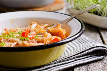 Pasta with squid and vegetables