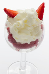 A plate of tasty strawberry dessert