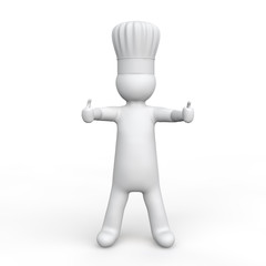 3d man with chef hat giving two thumbs up